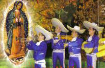 image of Mariachi Cantares de Mexico w/4 musicians & image of Saint Guadalupe