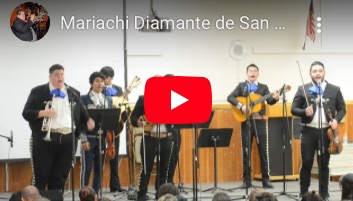 Mariachi Diamante de San Diego  "El Gustito" YouTube Video - performing on auditorium stage.