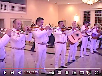 image of Mariachi band performing La Negra at wedding.